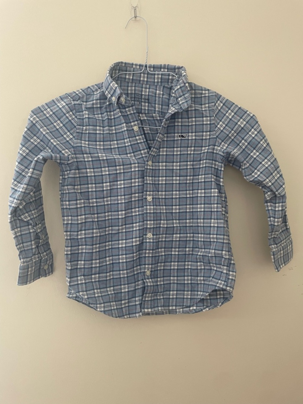 Vineyard Vines Boys' Light and Navy Blue Plaid Button-Down